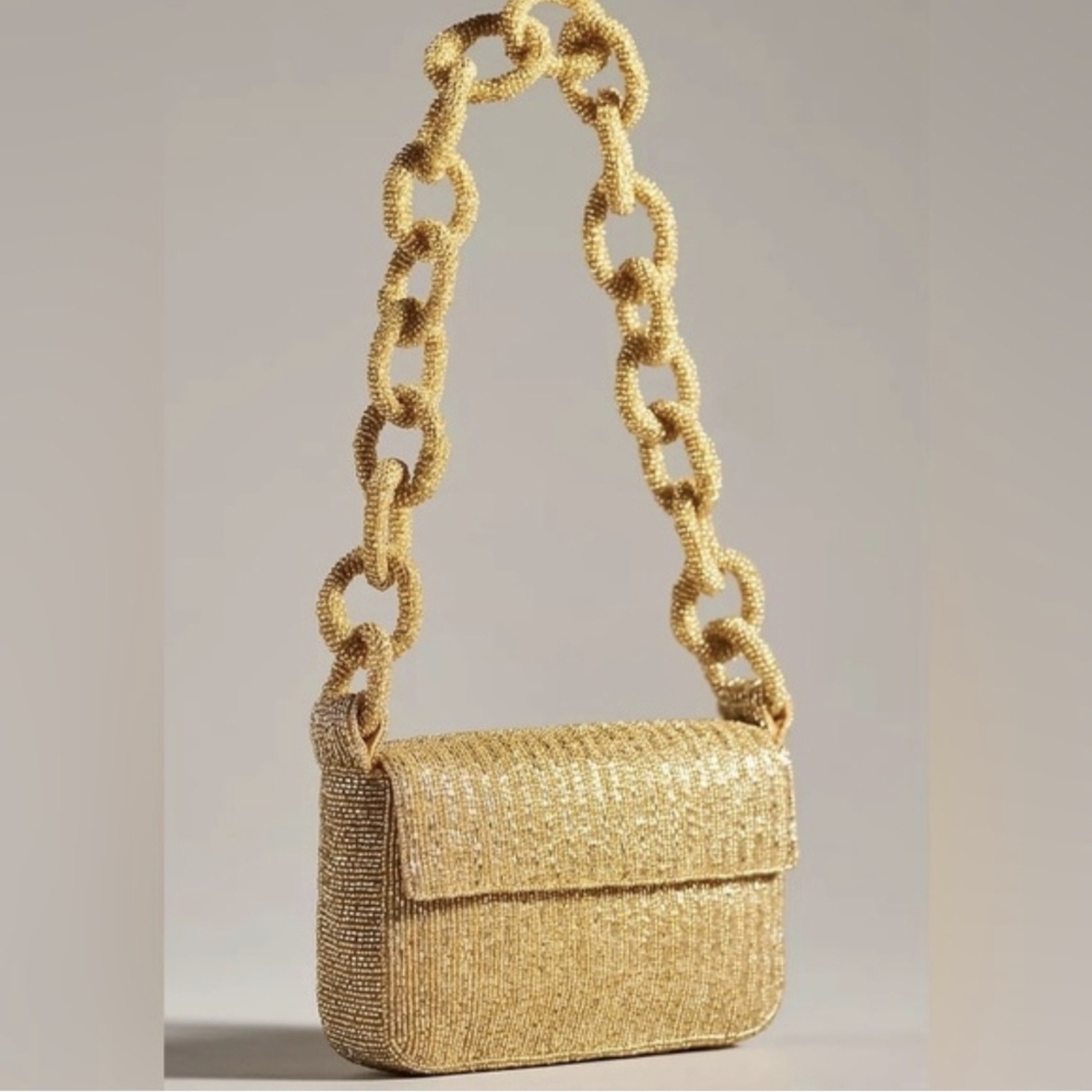 Glass Bead ANTHROPOLOGIE Fiona Bag Chain Edition In Yellow Gold  Authentic